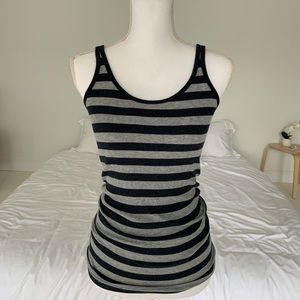 Vince Navy + Grey Striped Tank
